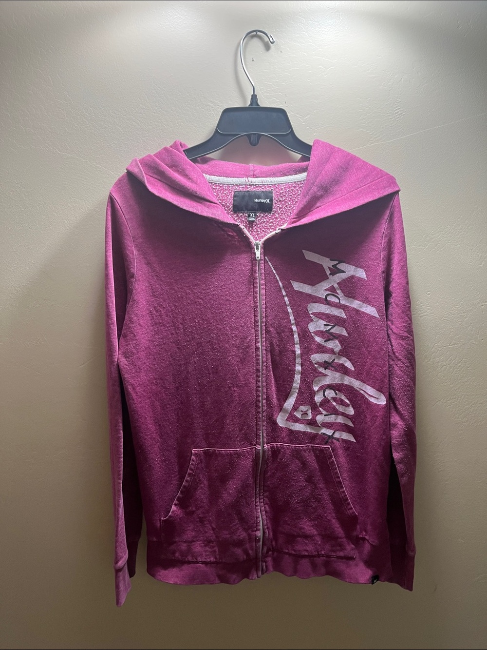 Hurley Women's Magenta Full-Zip Hoodie with Logo